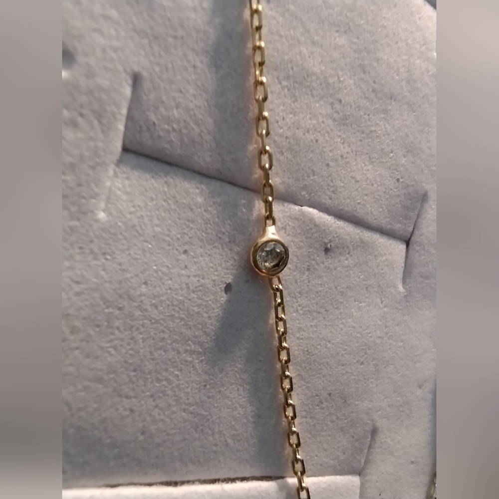 17.5" 925 Italy Gold overlay Necklace with 5 stones - Picture 6 of 13